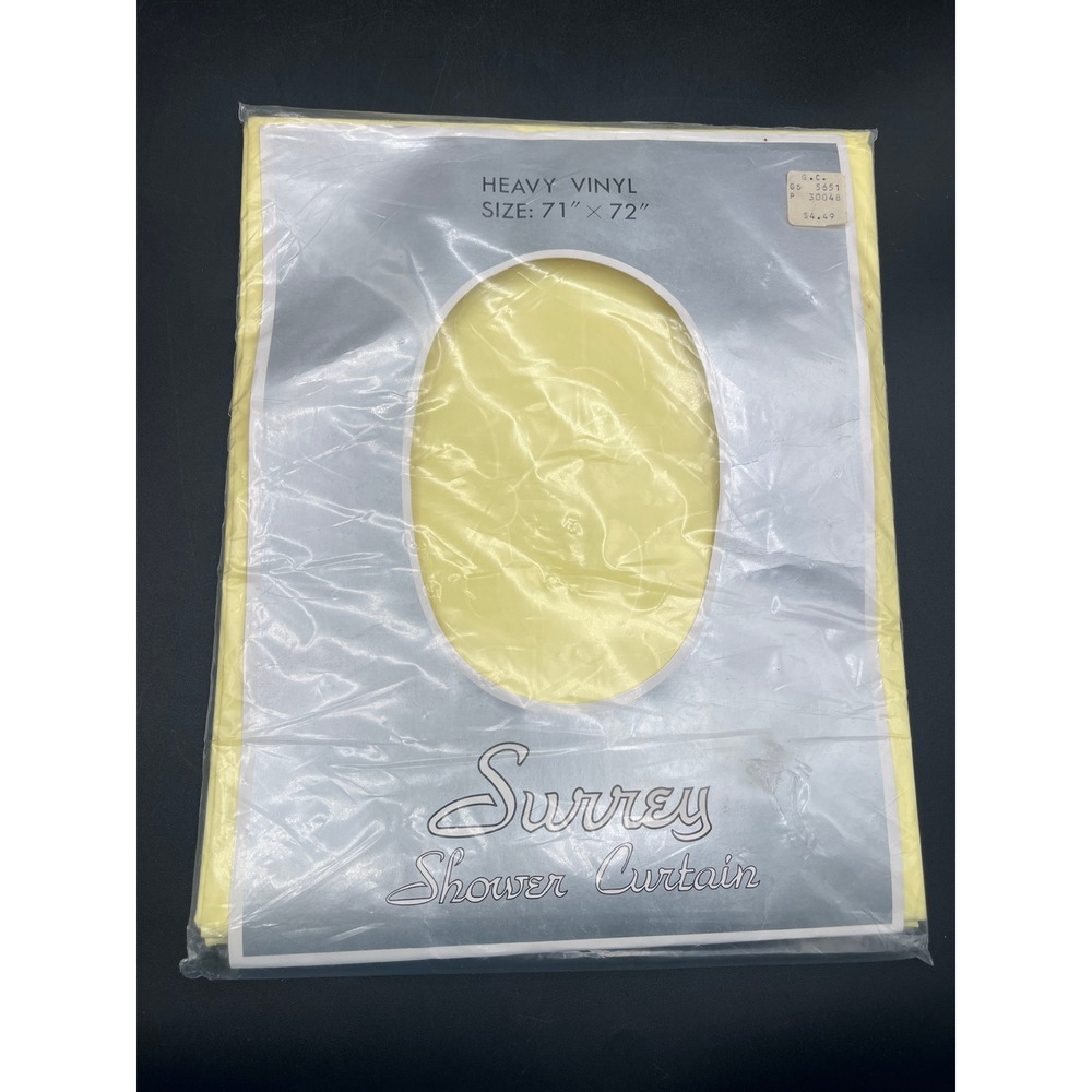 Surrey Heavy Vinyl Shower Curtain Pale Yellow Embossed Floral 71x72 Vintage NIP